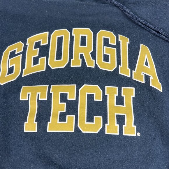 Champion Georgia Tech Yellow Jackets Sweatshirt Adult Medium Black Faded Hoodie - Picture 3 of 16